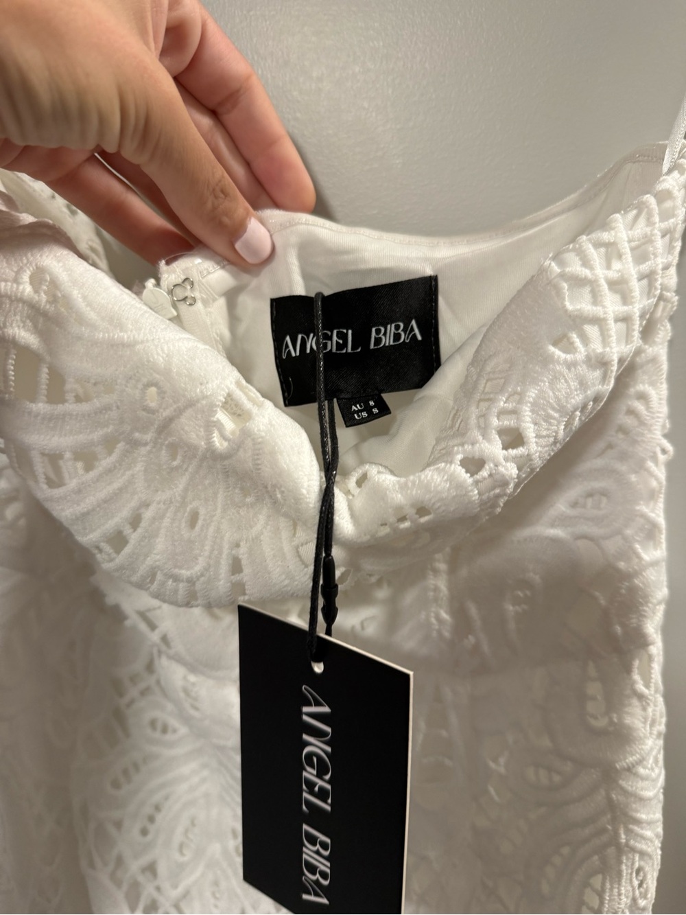 Angel Biba White Strapless Lace Dress